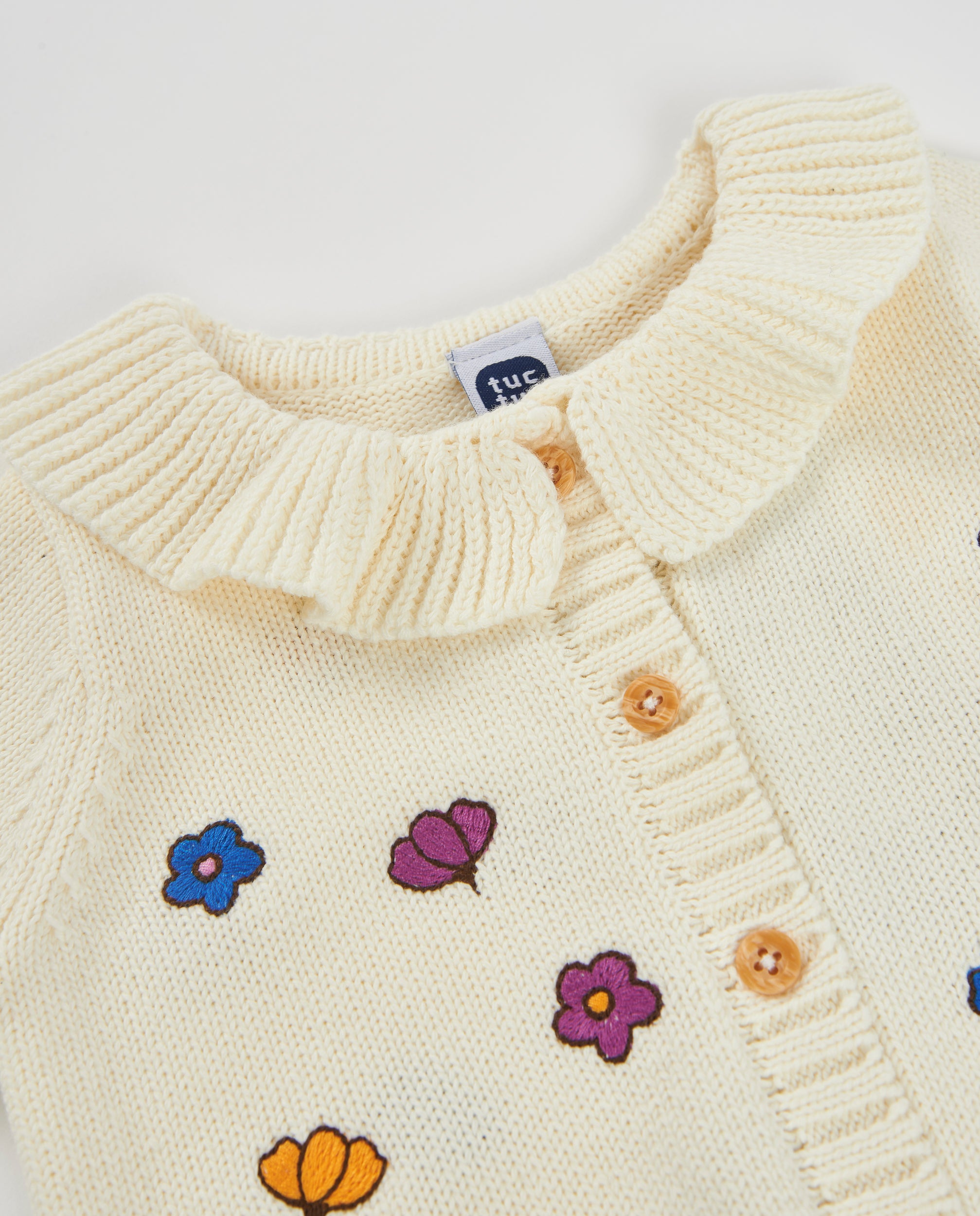 TucTuc Maglioni giacca neonata tricot avorio floreale