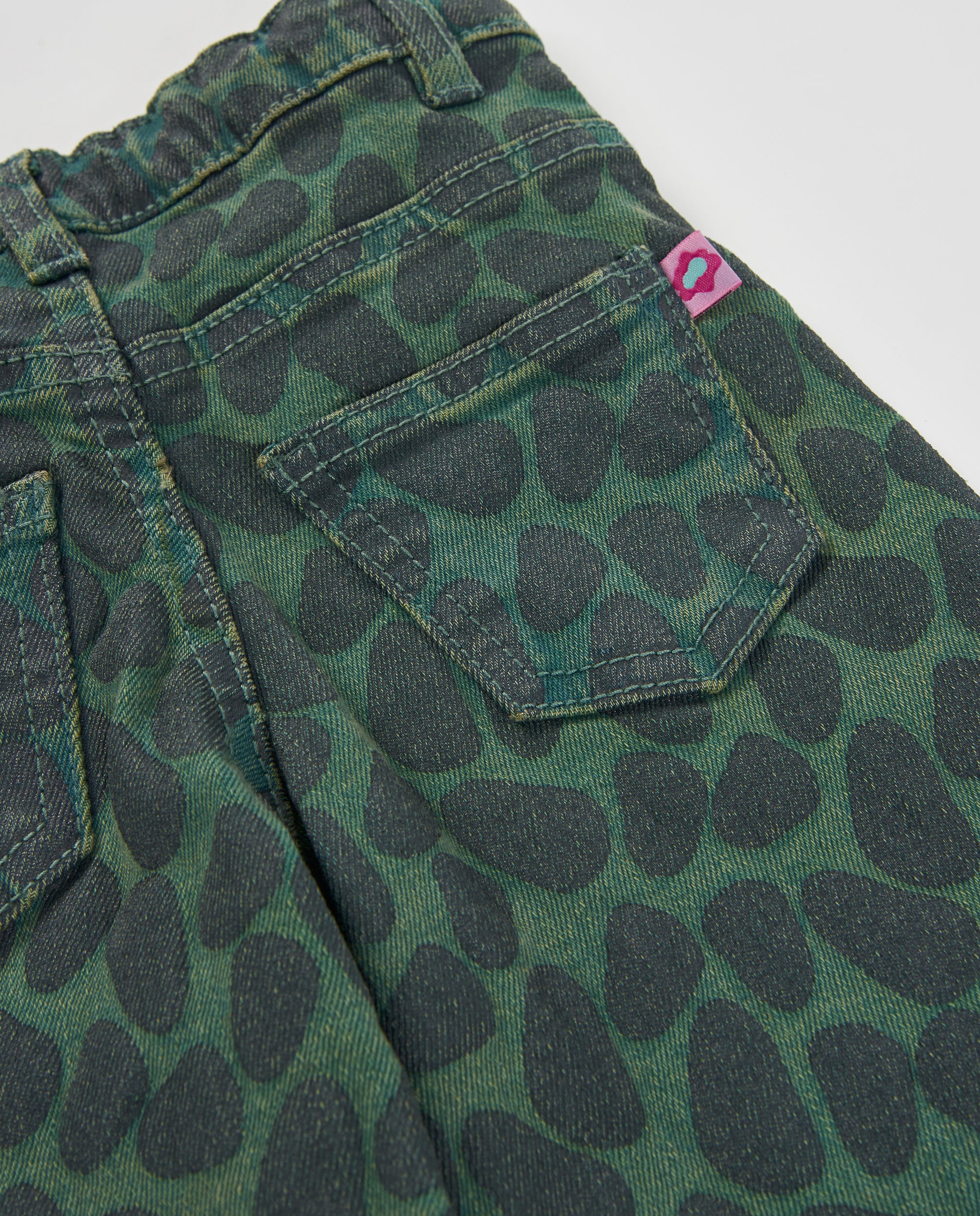 TucTuc Pantaloni Bambina Verde Cotone Animalier 5 Tasche