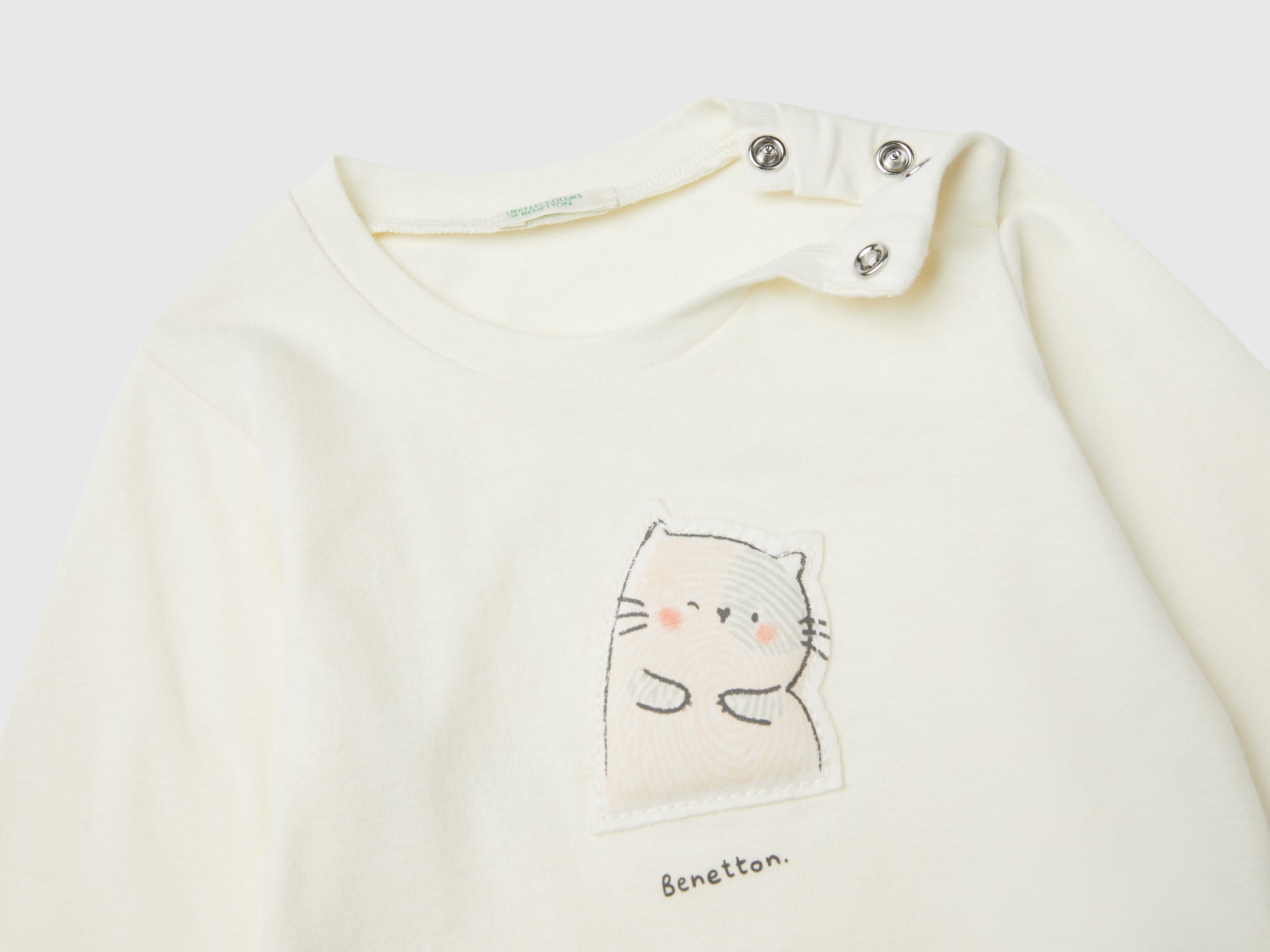 United Colors of Benetton Maglietta Patch Animali Cotone Bio 62