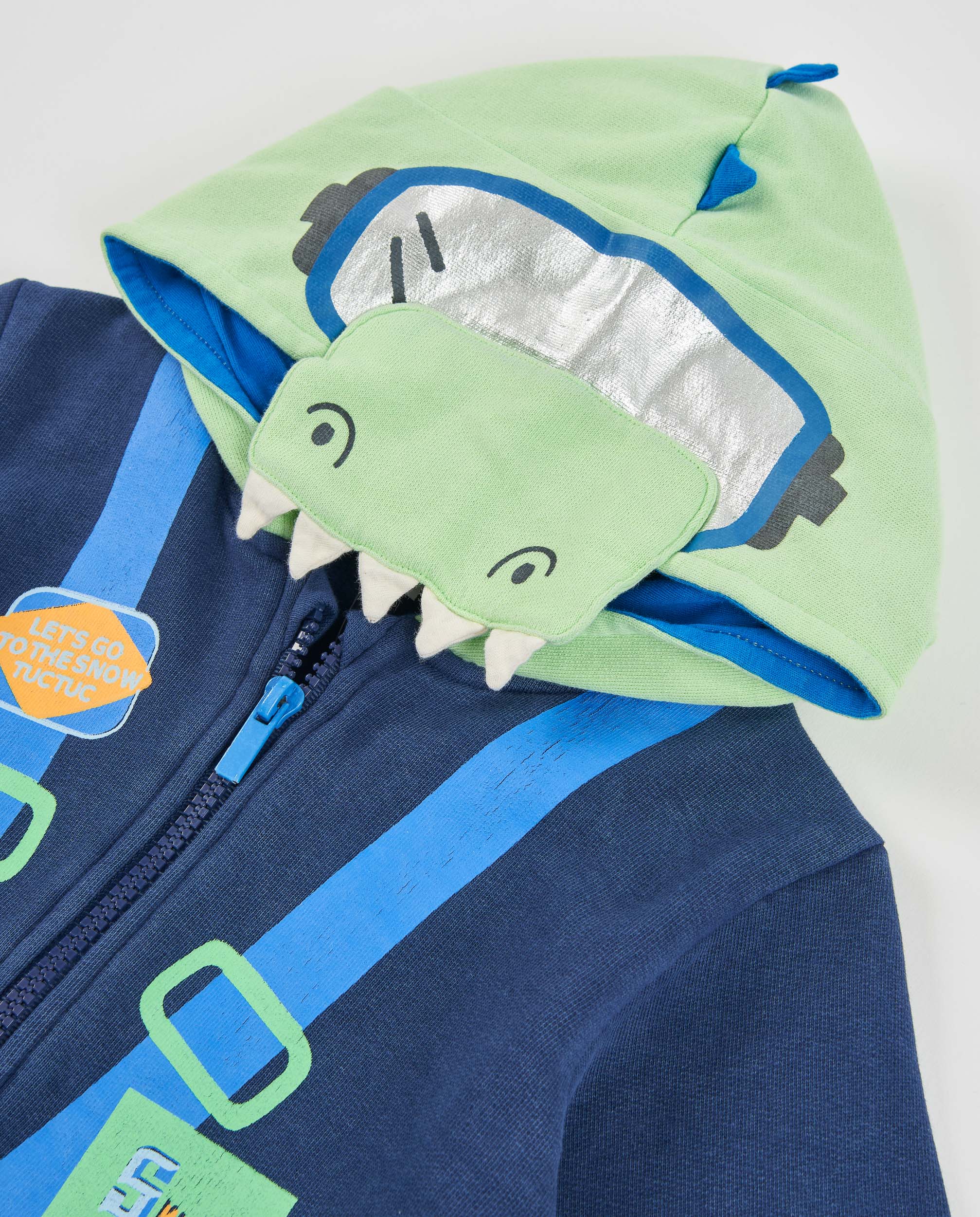 TucTuc Felpe felpa bambino coccodrillo blu con cappuccio
