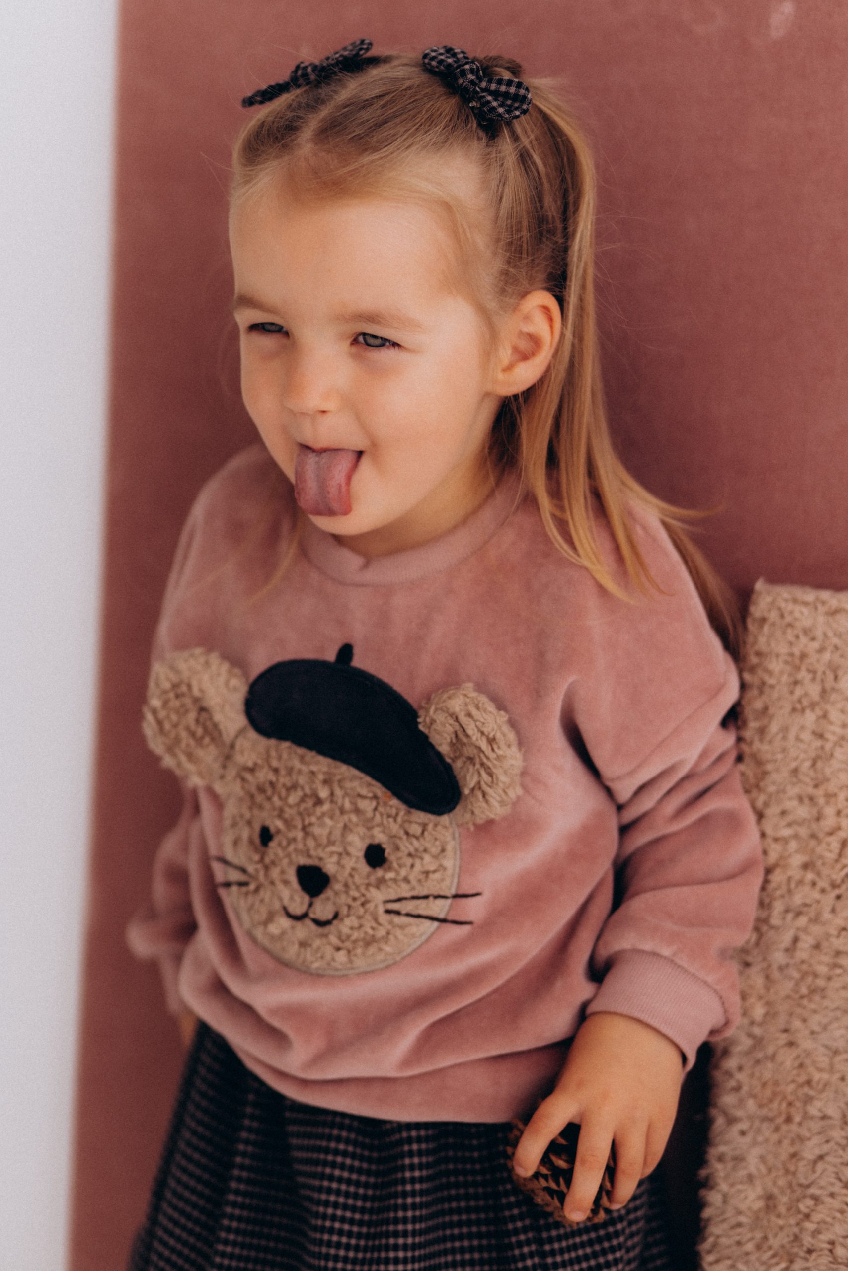 Woolly Organic Skirt AW26 gonna quadri neri cotone organico