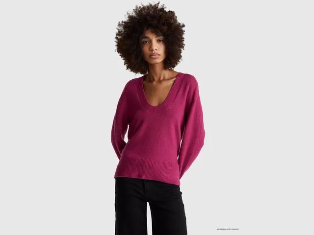 United Colors of Benetton maglione oversize caldo scollo V taglia M
