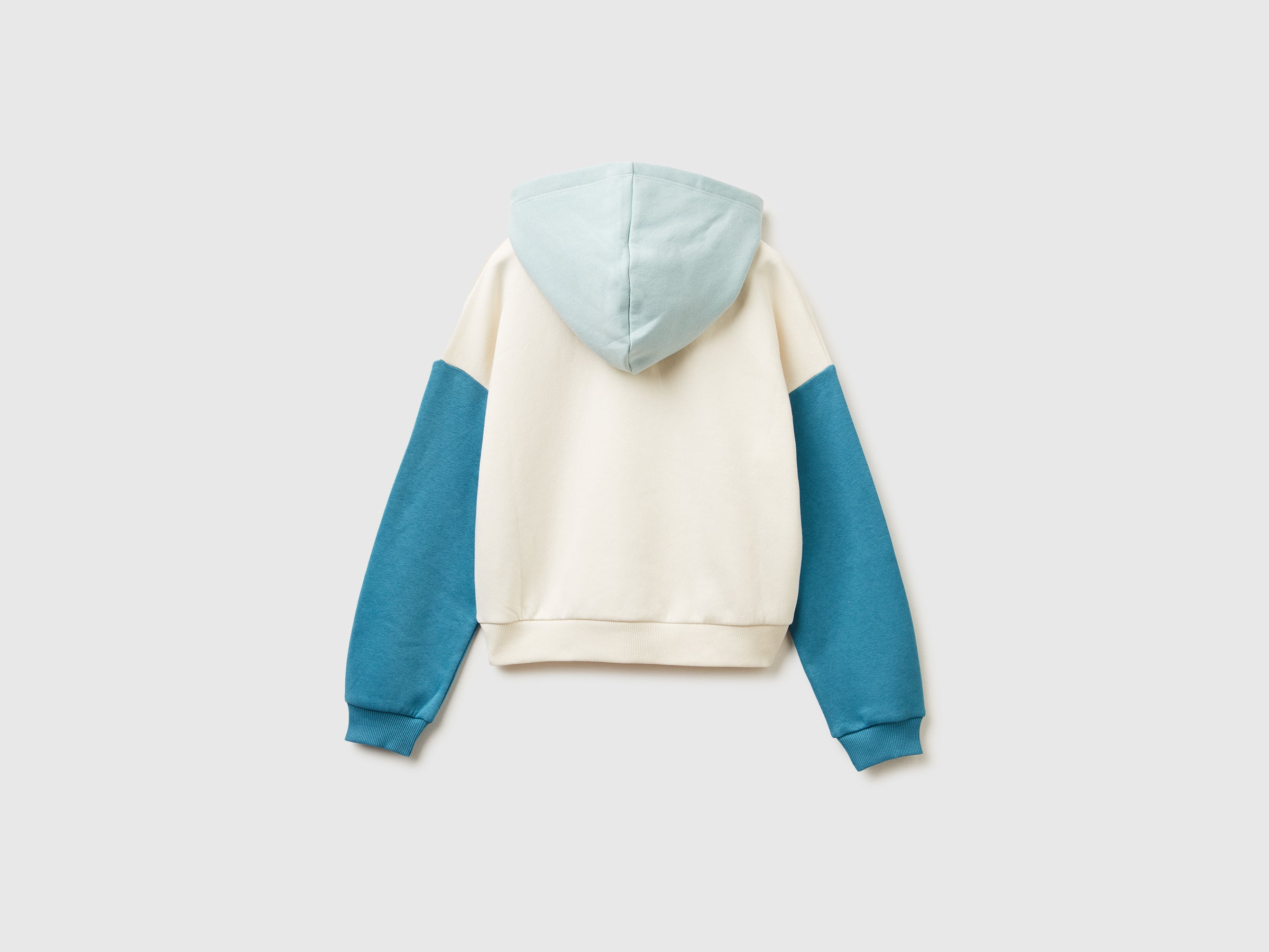 Benetton felpa con cappuccio paillettes misto cotone manica lunga