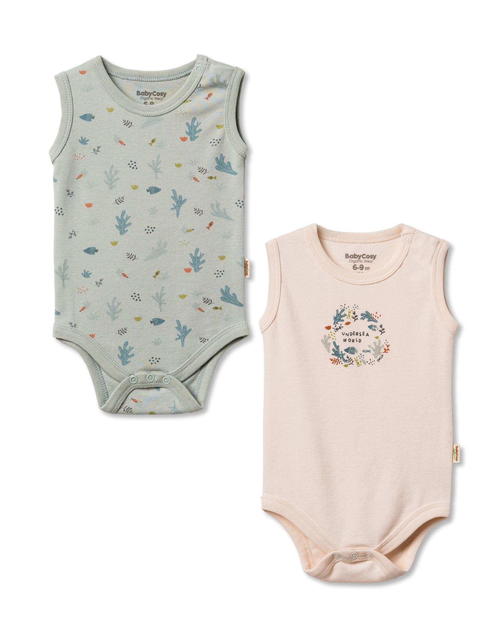 Babycosy Organic set 2 body senza maniche neonato cotone bio