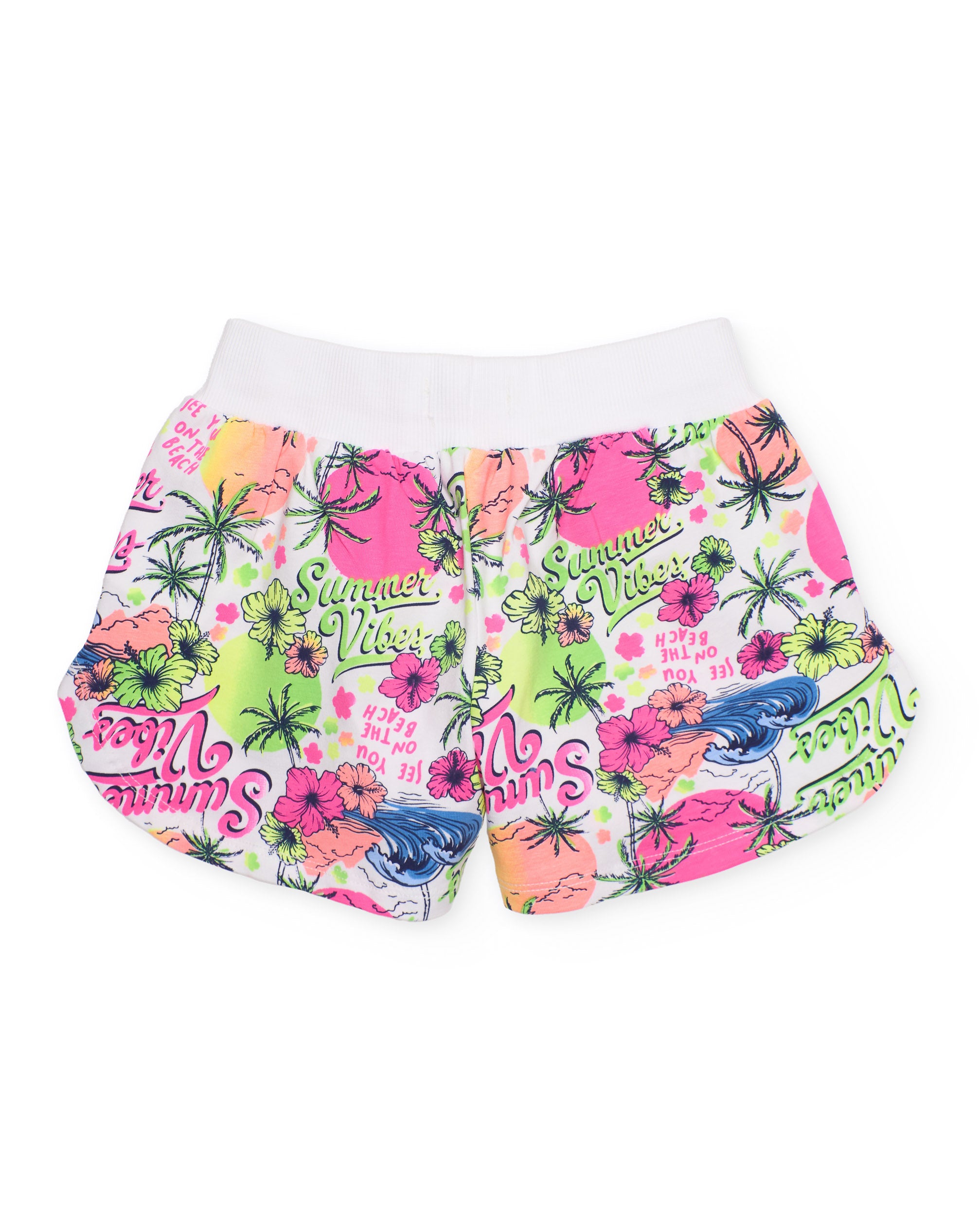 TucTuc Bermuda Shorts Bimba Rosa Stampa Tropicale Fluo