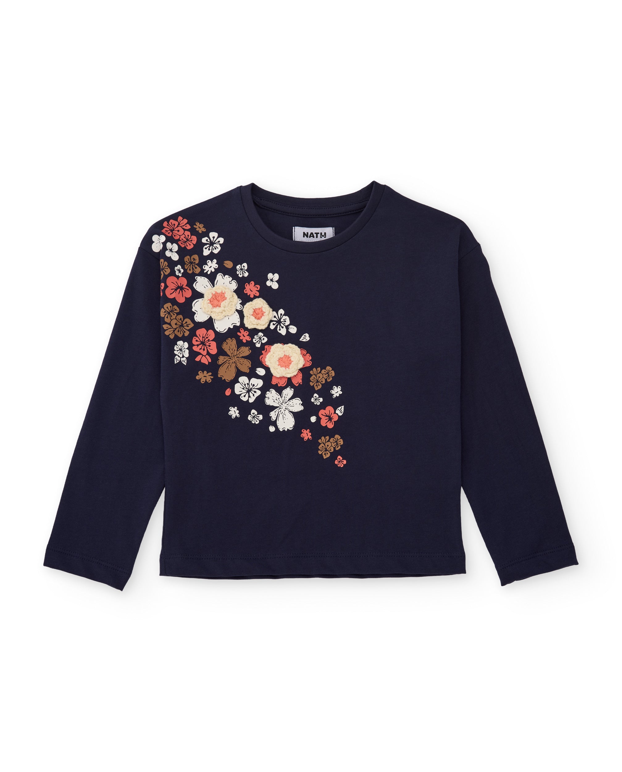 TucTuc Magliette maglia bambina blu navy floreale