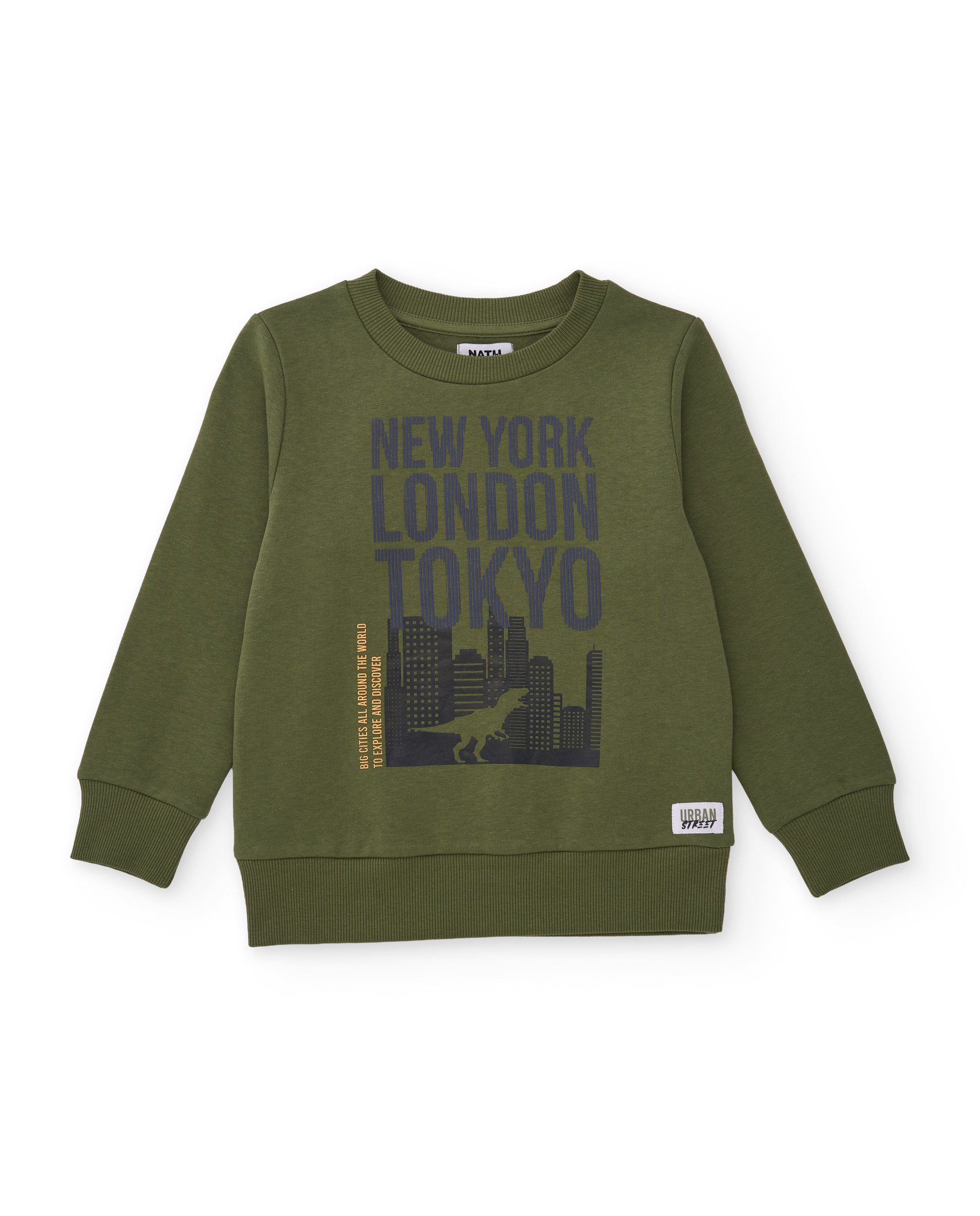 TucTuc Felpe Felpa Cotone Bambino Verde Oliva Skyline
