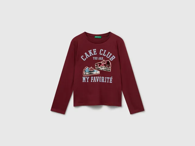 United Colors of Benetton T-Shirts T-shirt cotone manica lunga paillettes
