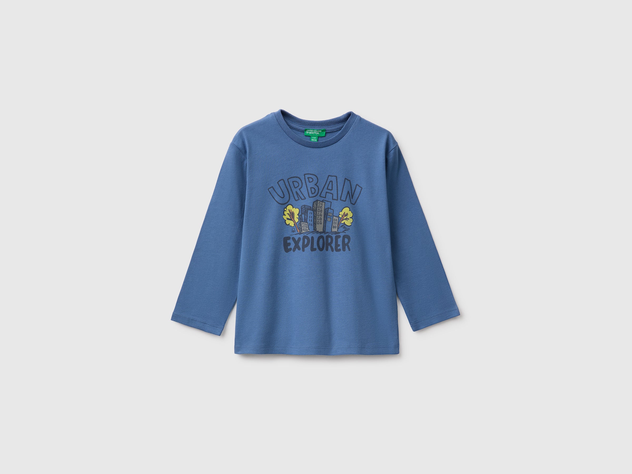 United Colors of Benetton T-shirt Cotone Bio Stampa Manica Lunga 82-116