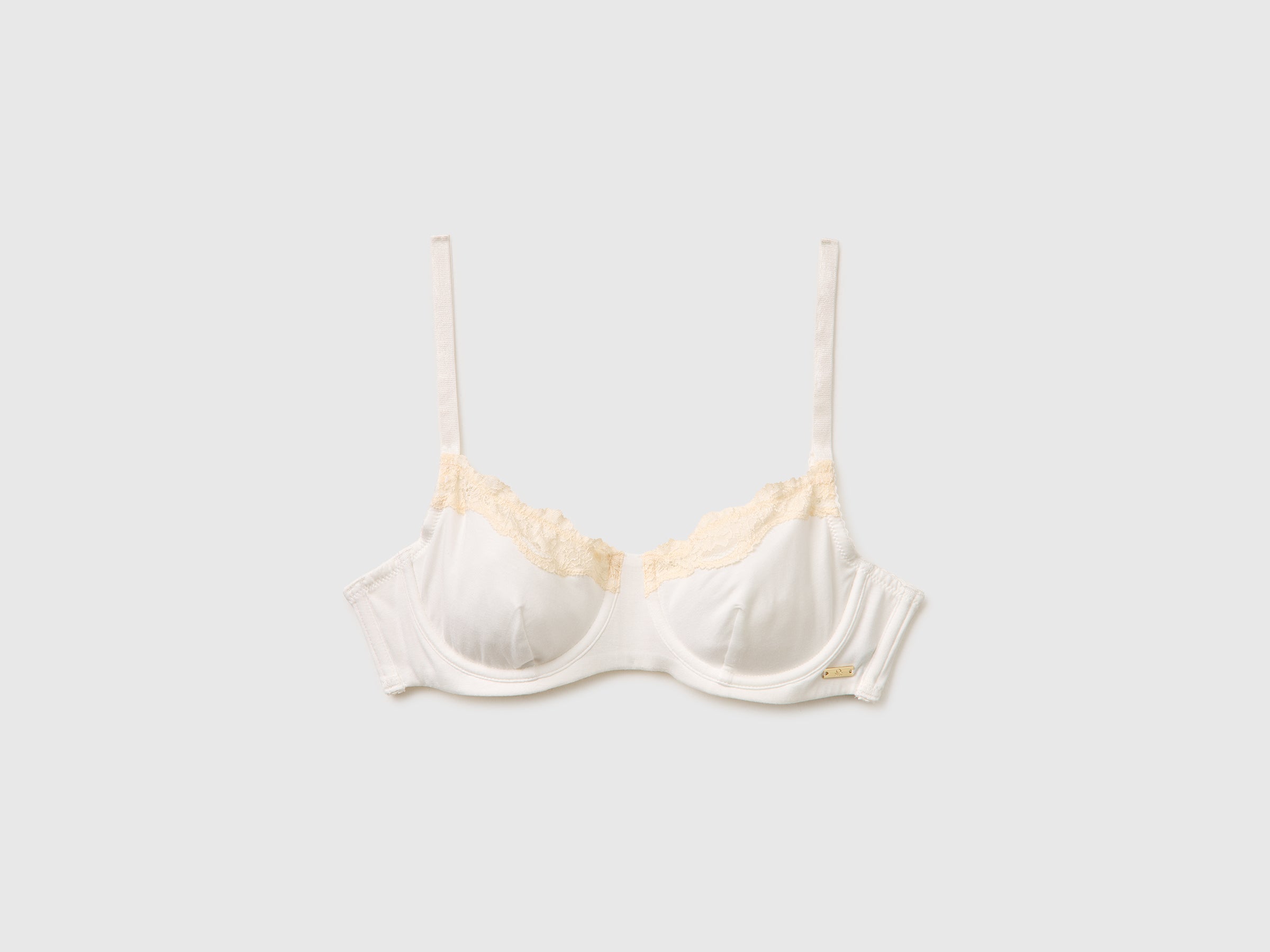Benetton Silk Blend Bra Reggiseno Pizzo Coppa C 3C Seta