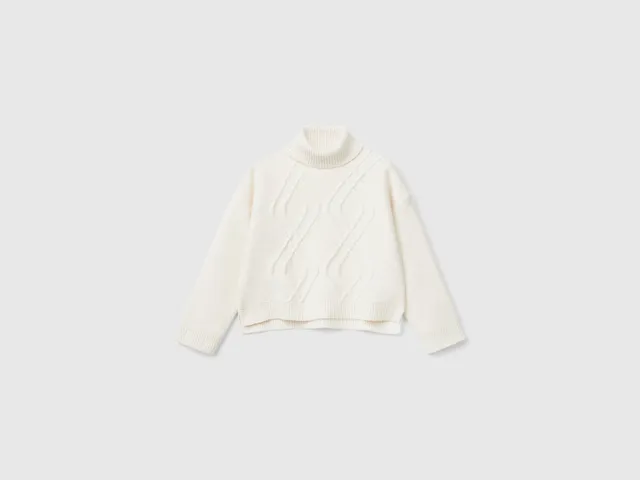 United Colors of Benetton Maglione Ciniglia Rombi Collo Alto