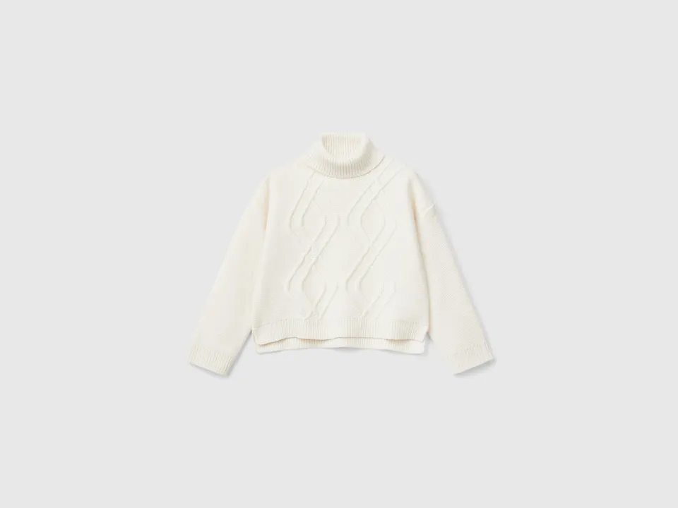 United Colors of Benetton Maglione Ciniglia Rombi Collo Alto