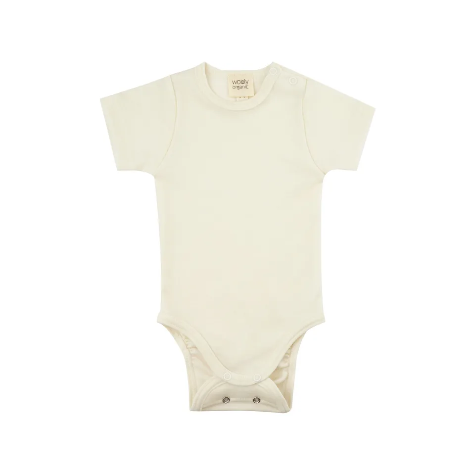 Woolly Organic Merino Wool/Silk Body Neonato Manica Corta Lana