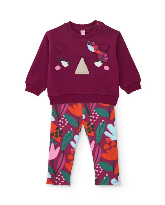 TucTuc Completi set bimba bordeaux rinoceronte fiori