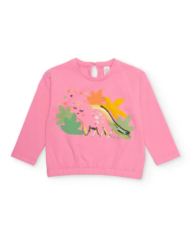 TucTuc Magliette t-shirt bambina rosa dinosauro paillettes 4 anni