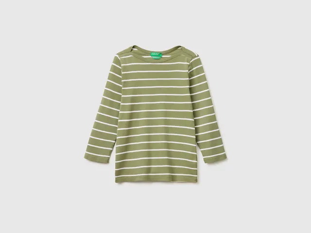 United Colors of Benetton T-Shirt Righe Cotone Taglia S Scollo Barca