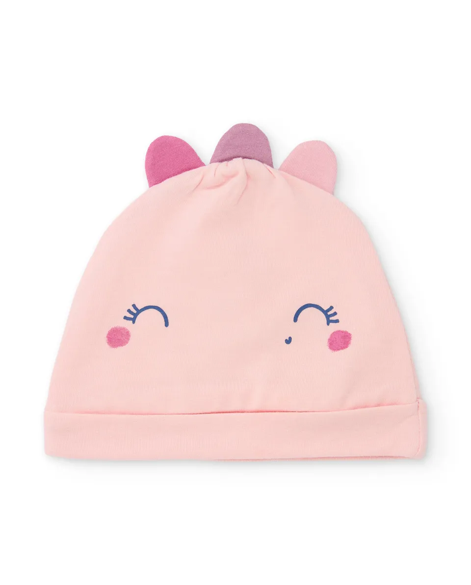 TucTuc Accessori cappellino neonato rosa cotone orecchie