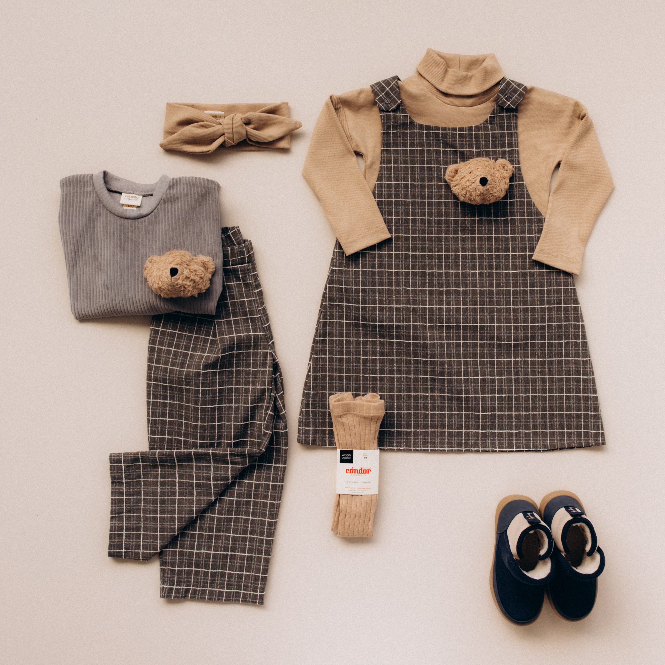 Woolly Organic AW25 vestito bambina grembiule teddy bio
