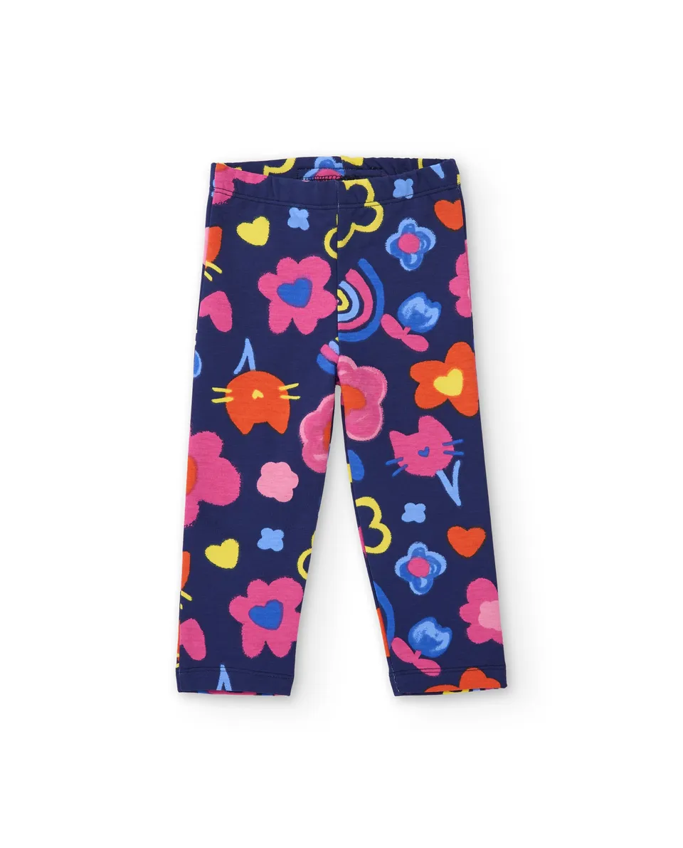 TucTuc Leggings leggings bambina blu stampa floreale felpa