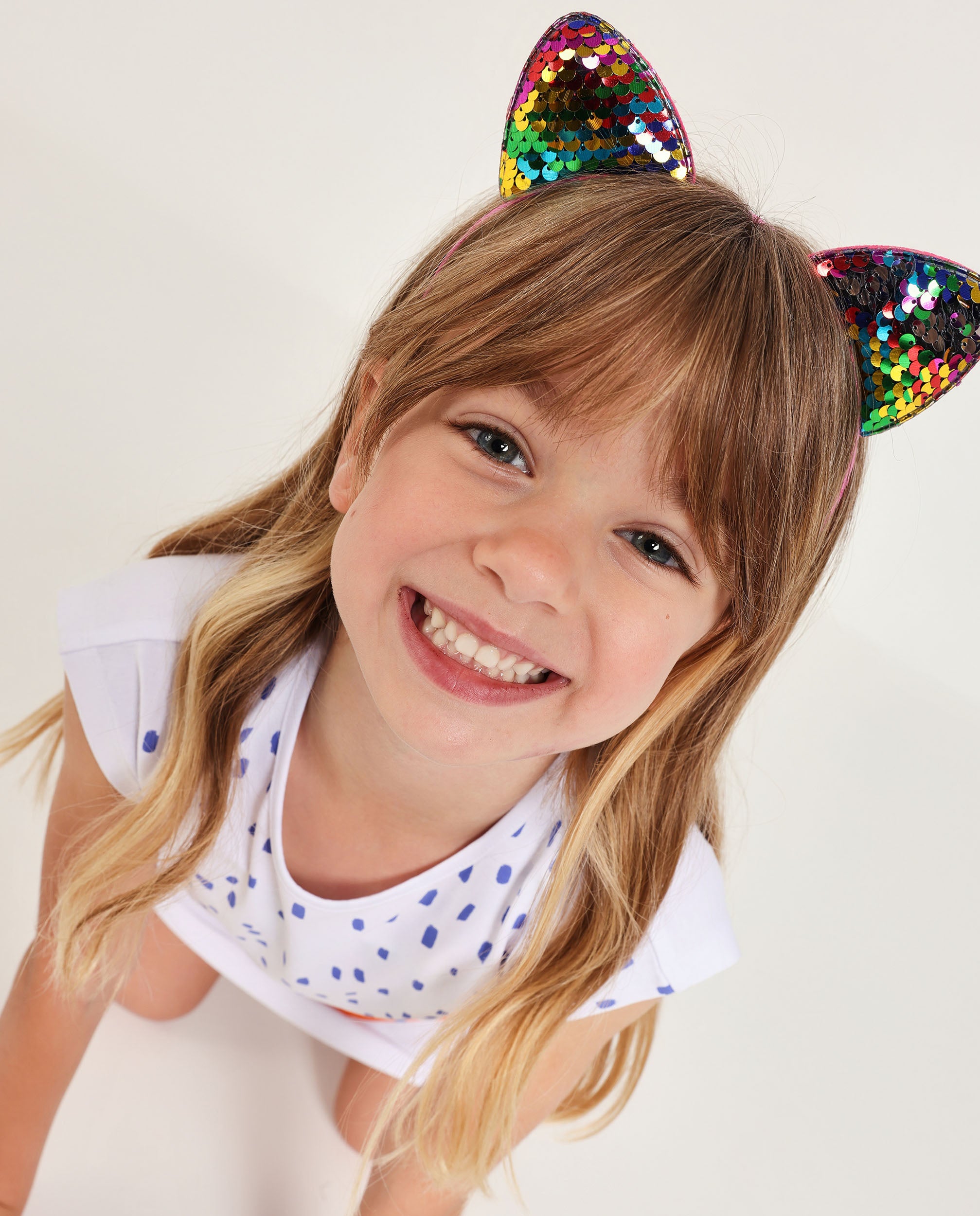 TucTuc Accessori Cerchietto bambina rosa orecchiette paillettes