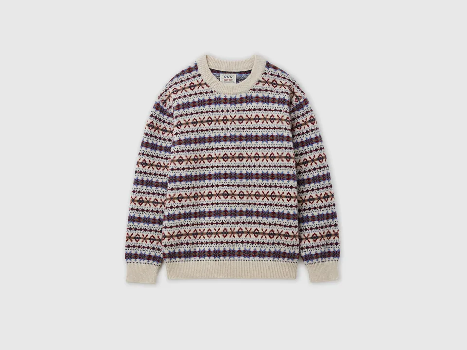 United Colors of Benetton Maglione jacquard lana collo rotondo XS