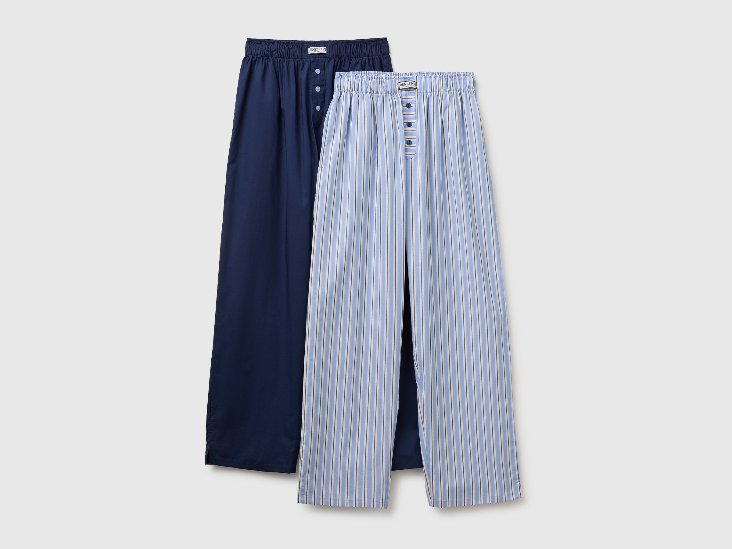 United Colors of Benetton Pantaloni Pigiama Cotone 2 Paia Taglia M Blu