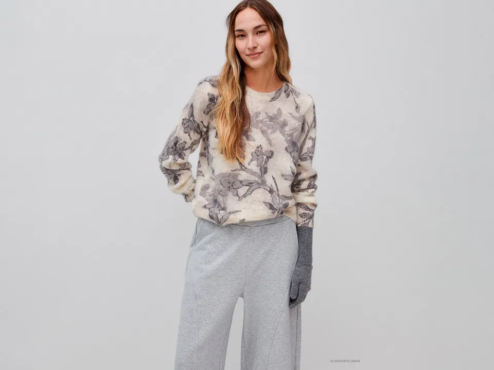 United Colors of Benetton Maglione mohair fiori M lana calda