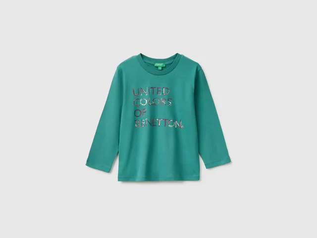 United Colors of Benetton T-shirt maniche lunghe cotone organico stampa