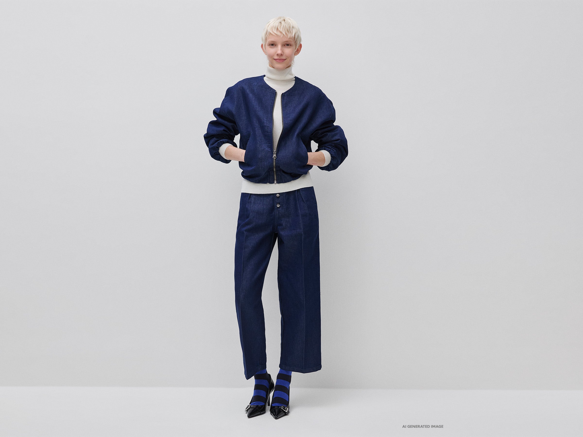 Benetton Jackets bomber denim lurex cotone taglia XS