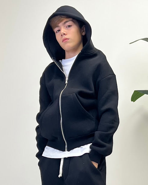 Sottosopra felpa anb2511 zip cappuccio nera 12 anni