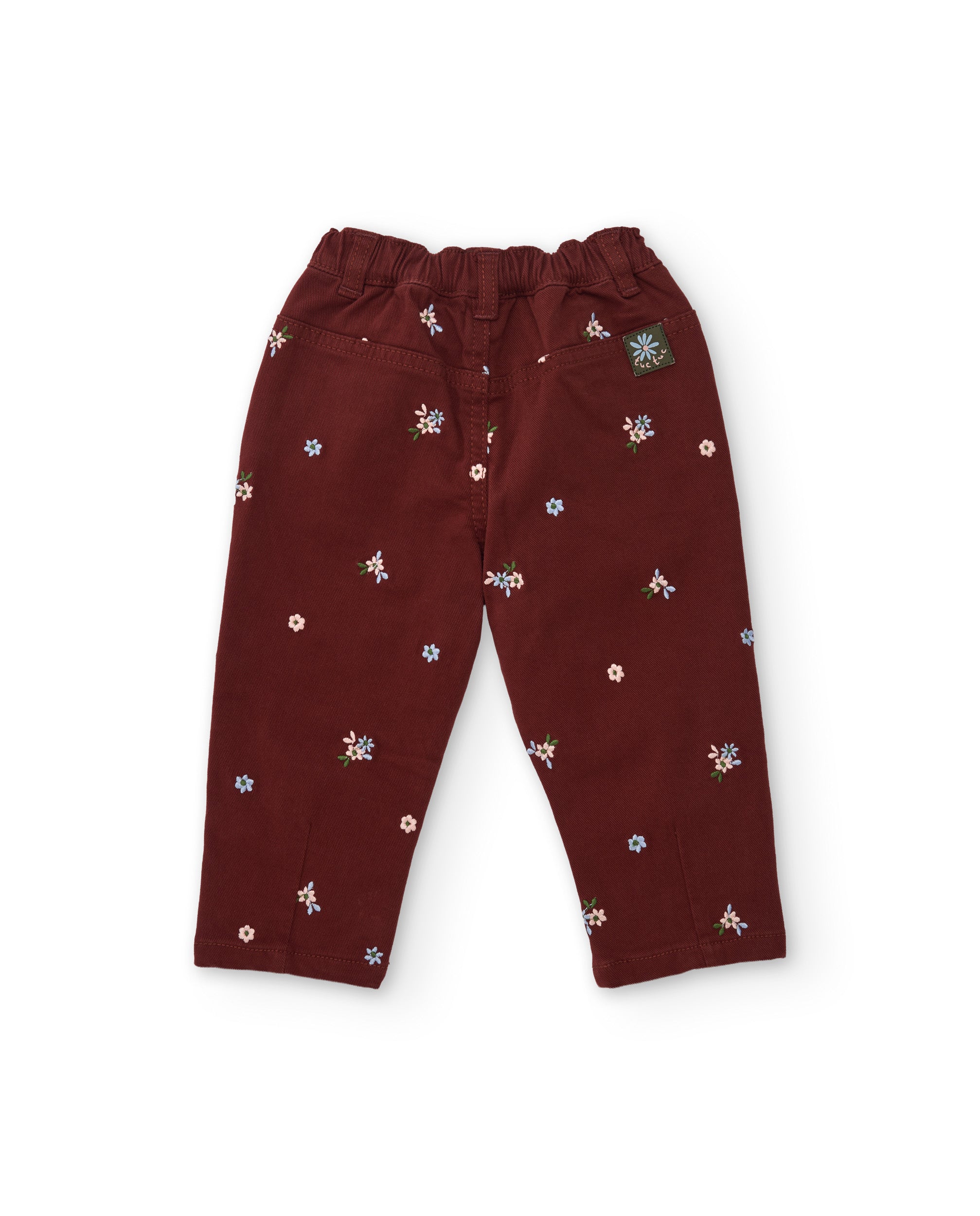 TucTuc Pantaloni bambina tela ricamo floreale bordeaux
