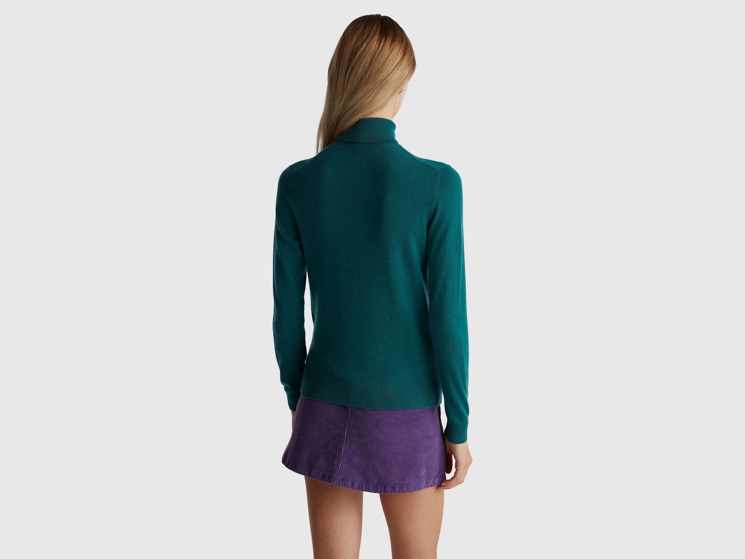 United Colors of Benetton Maglione Dolcevita Lana Merino Verde M