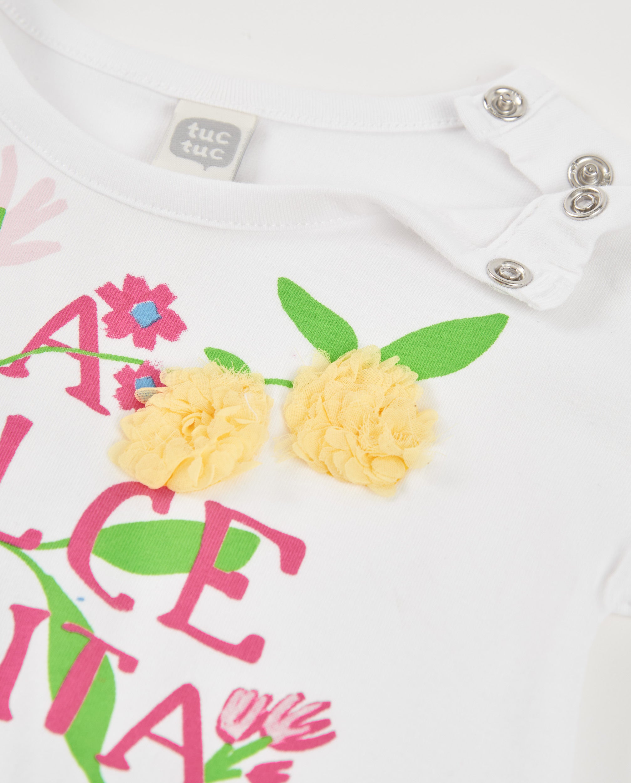 TucTuc Vestiti Vestito Bambina Bianco Floreale Volant