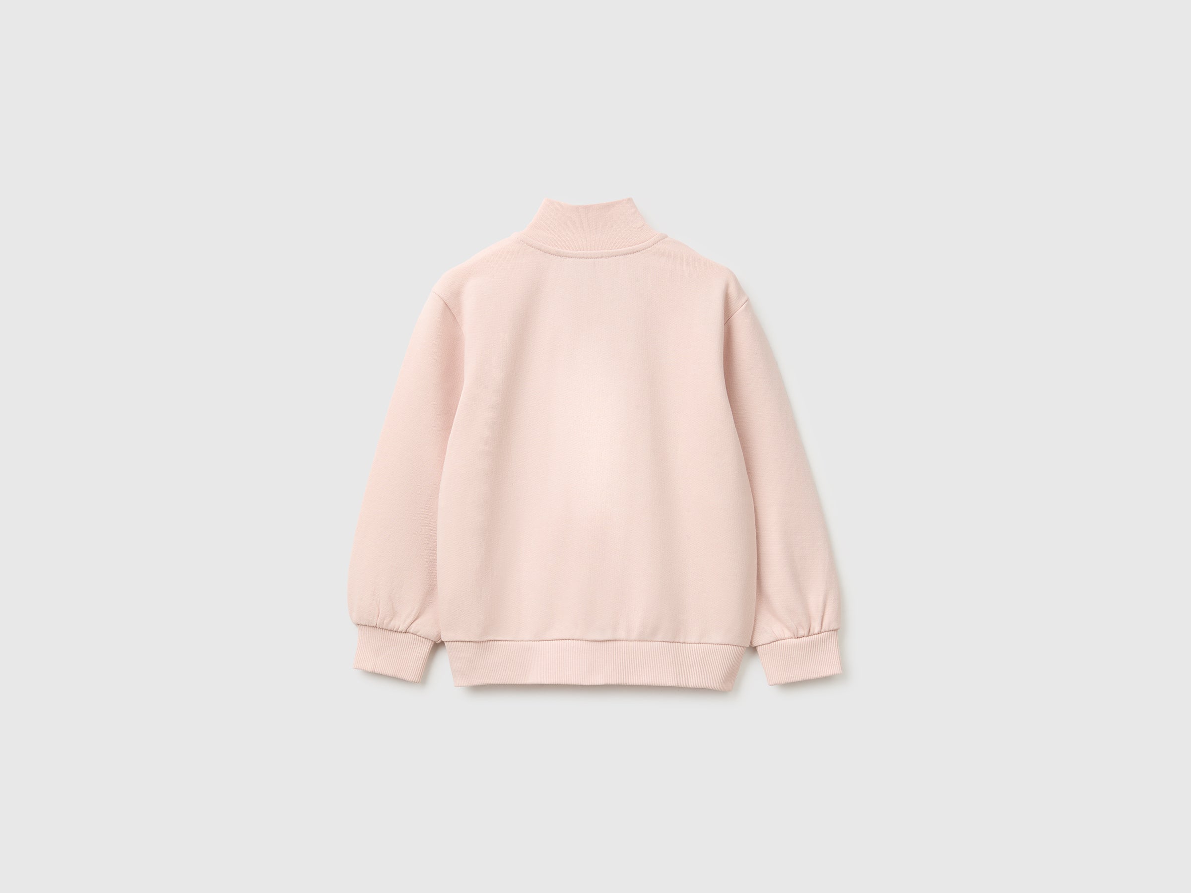 Benetton felpa zip logo 82 cotone bio collo alto