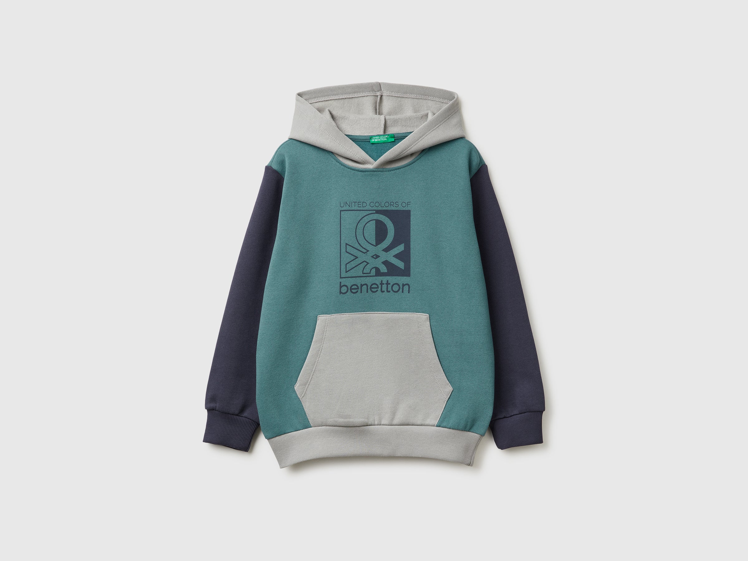 United Colors of Benetton Felpa cappuccio cotone logo taglia L