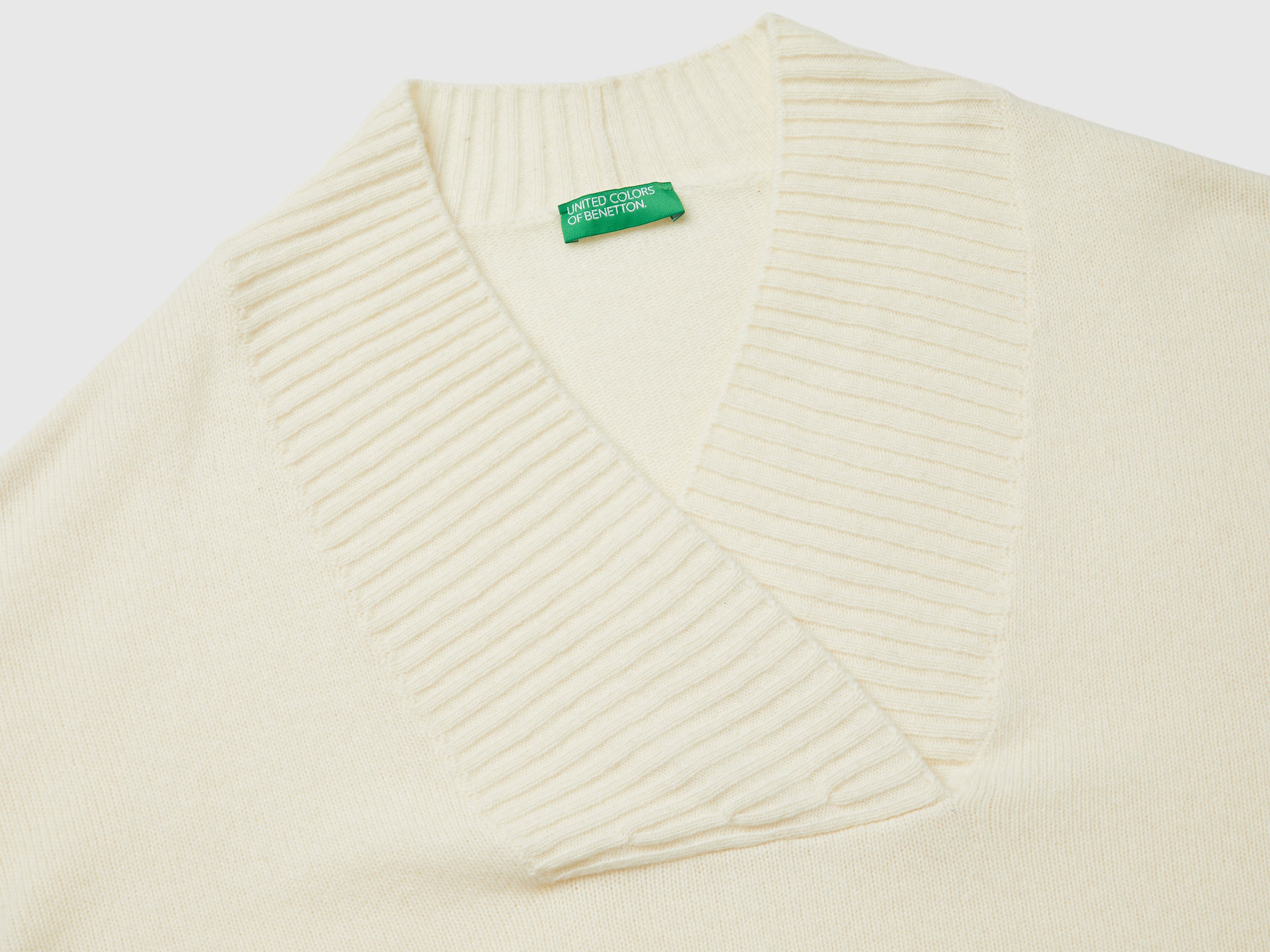 Benetton Maglione Scollo a V Misto Lana Taglia S