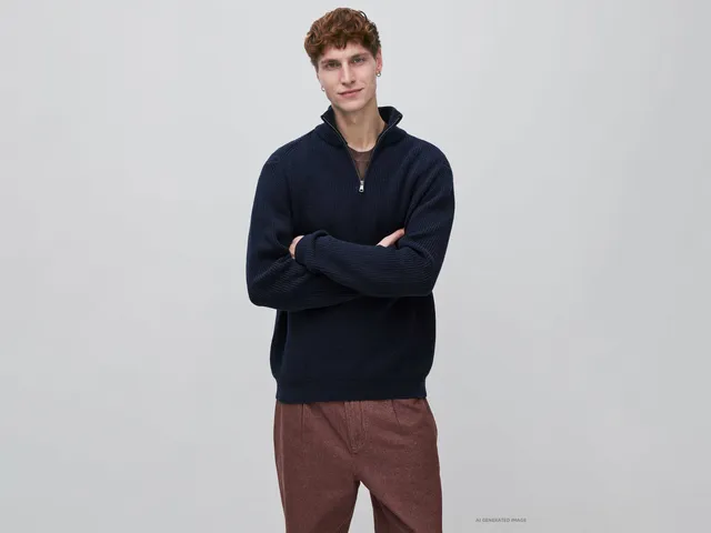 Benetton Sweaters Maglione mezza zip lana taglia L