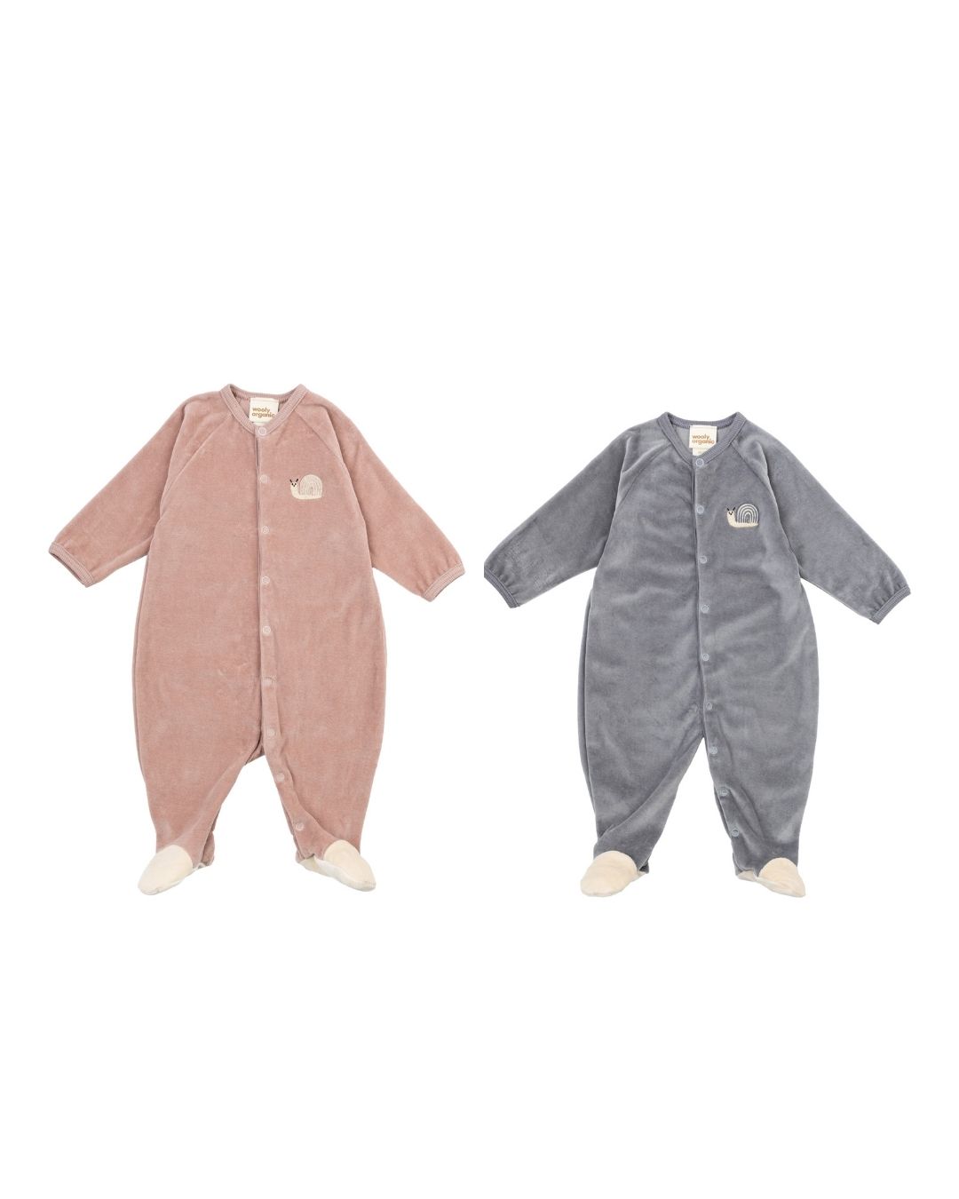 Woolly Organic Embroidered Sleepsuit tutina velluto ricamata AW26