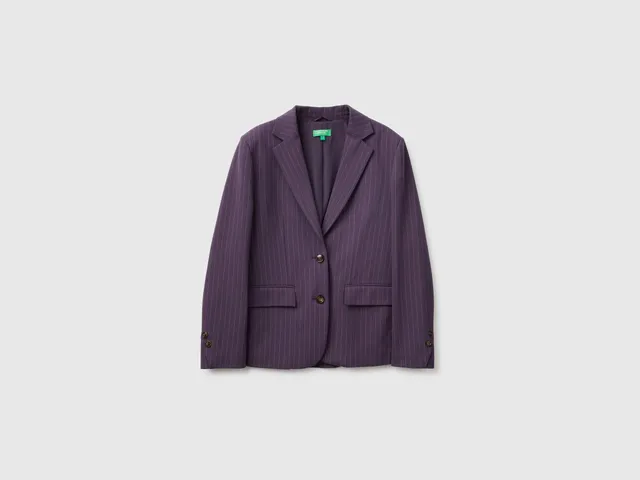 United Colors of Benetton Blazer Gessato Comfort Fit Giacca Taglia 42