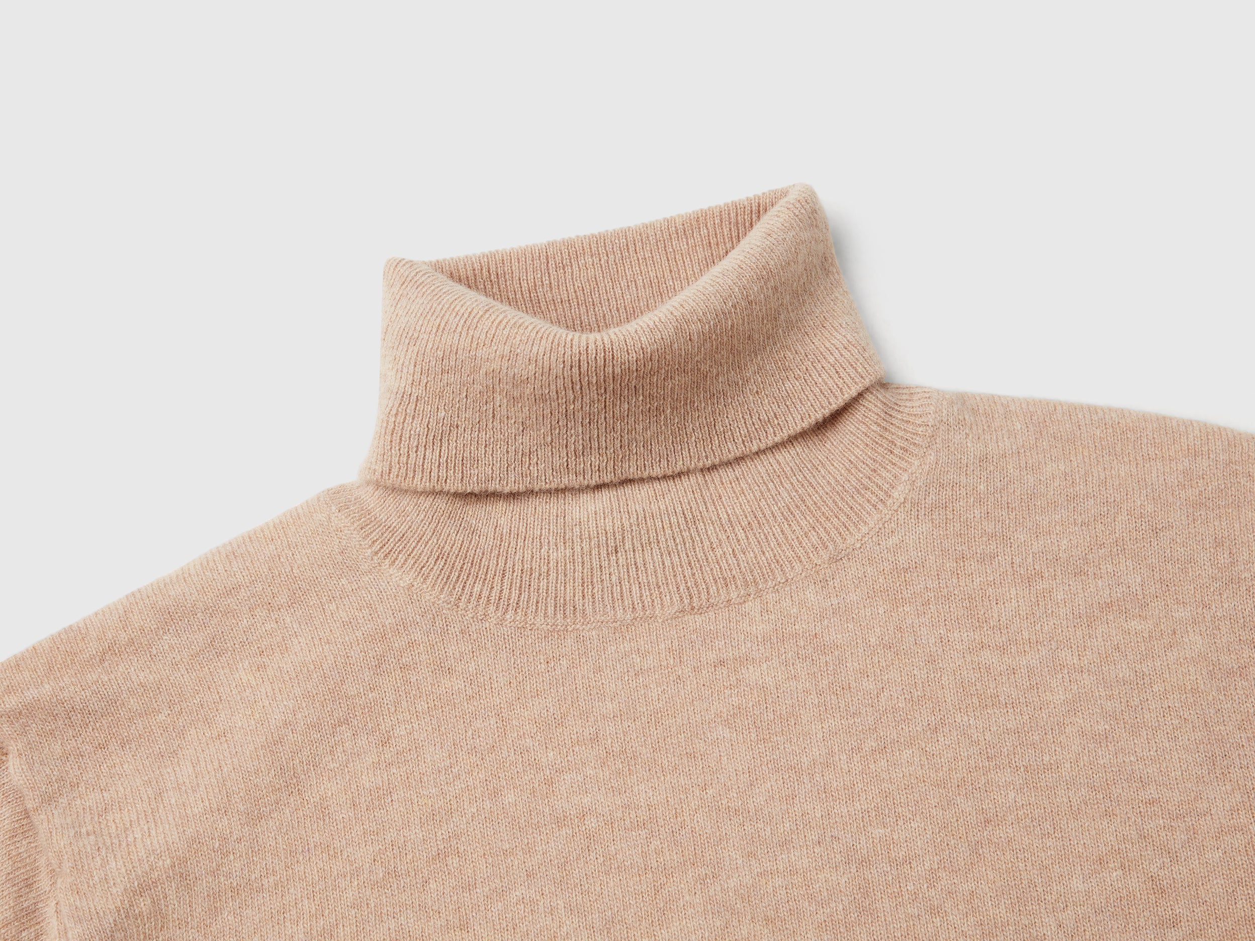 United Colors of Benetton maglione dolcevita beige lana merino