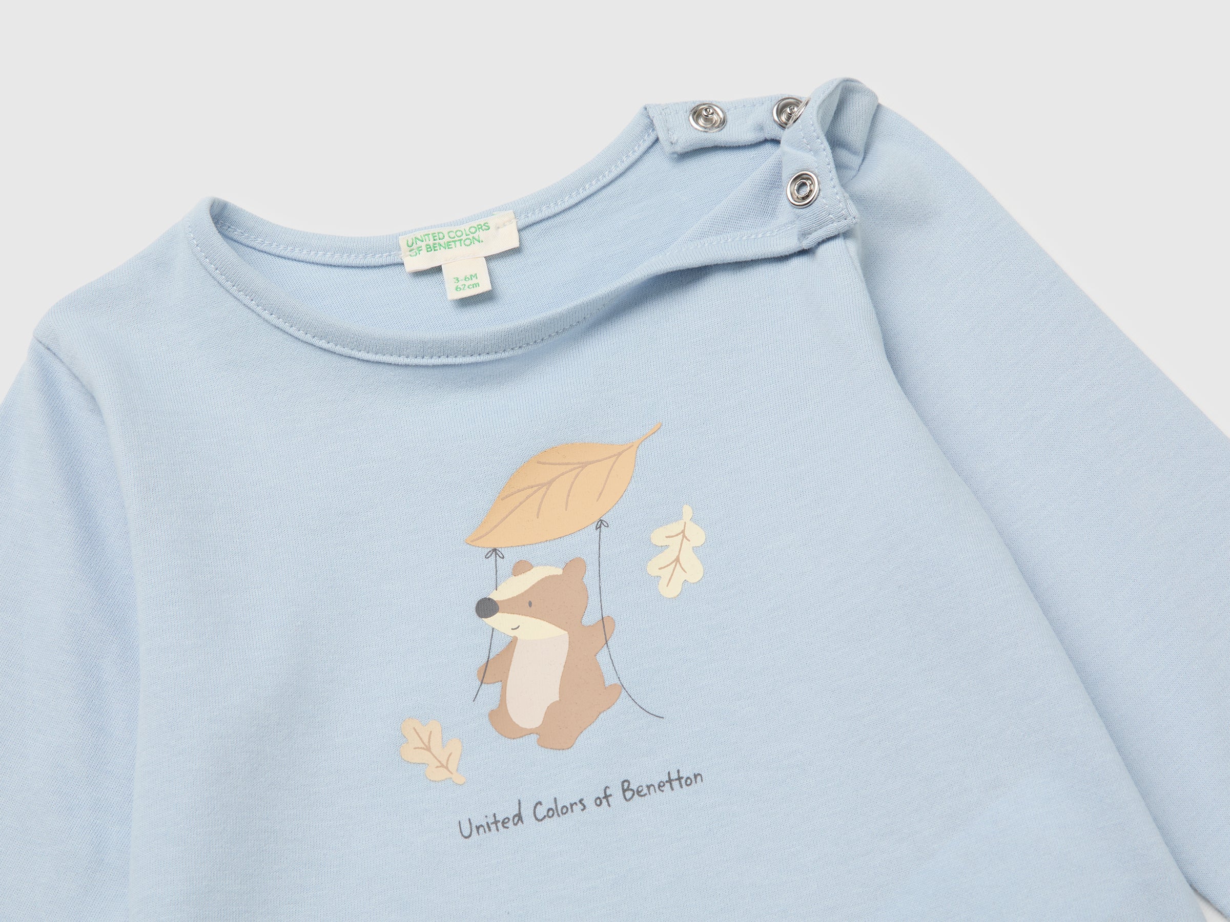 Benetton T-Shirt Neonato Stampa Animali Cotone Bio