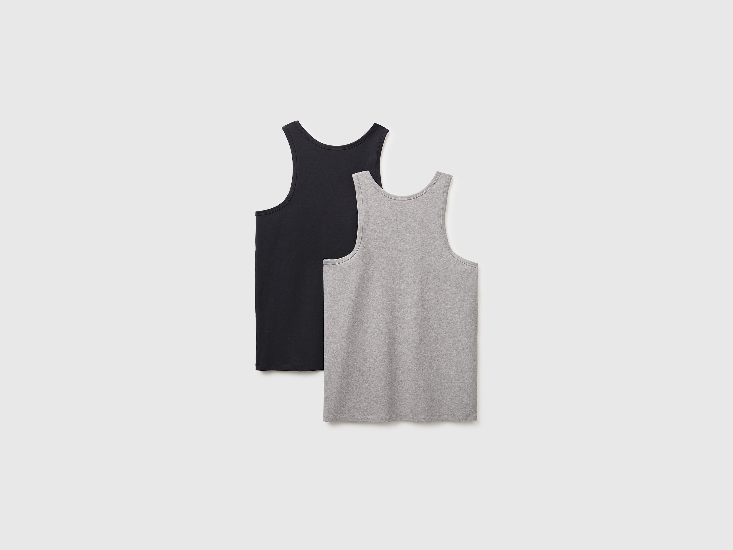 Benetton set 2 canotte cotone elasticizzato nero grigio melange