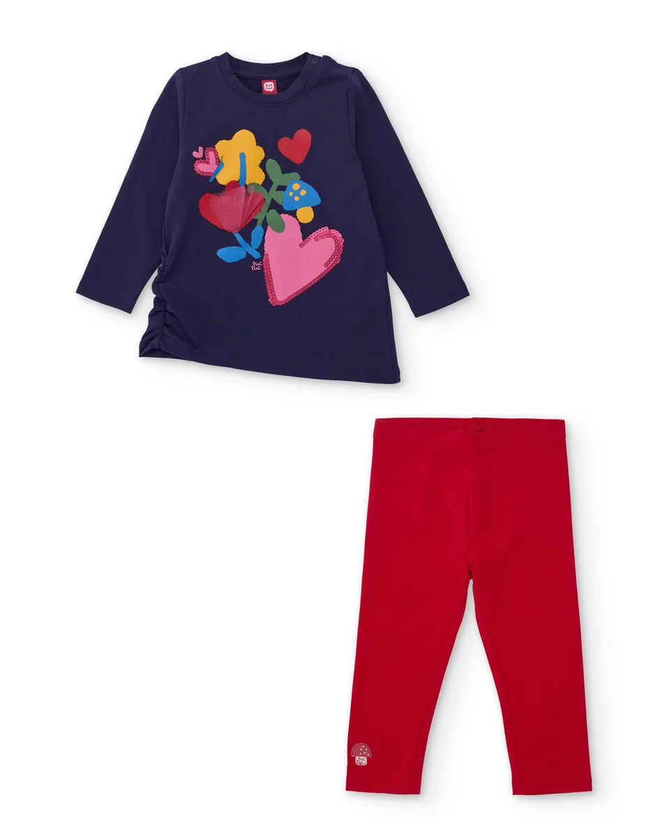 TucTuc Completi completo bambina lilla con leggings floreale