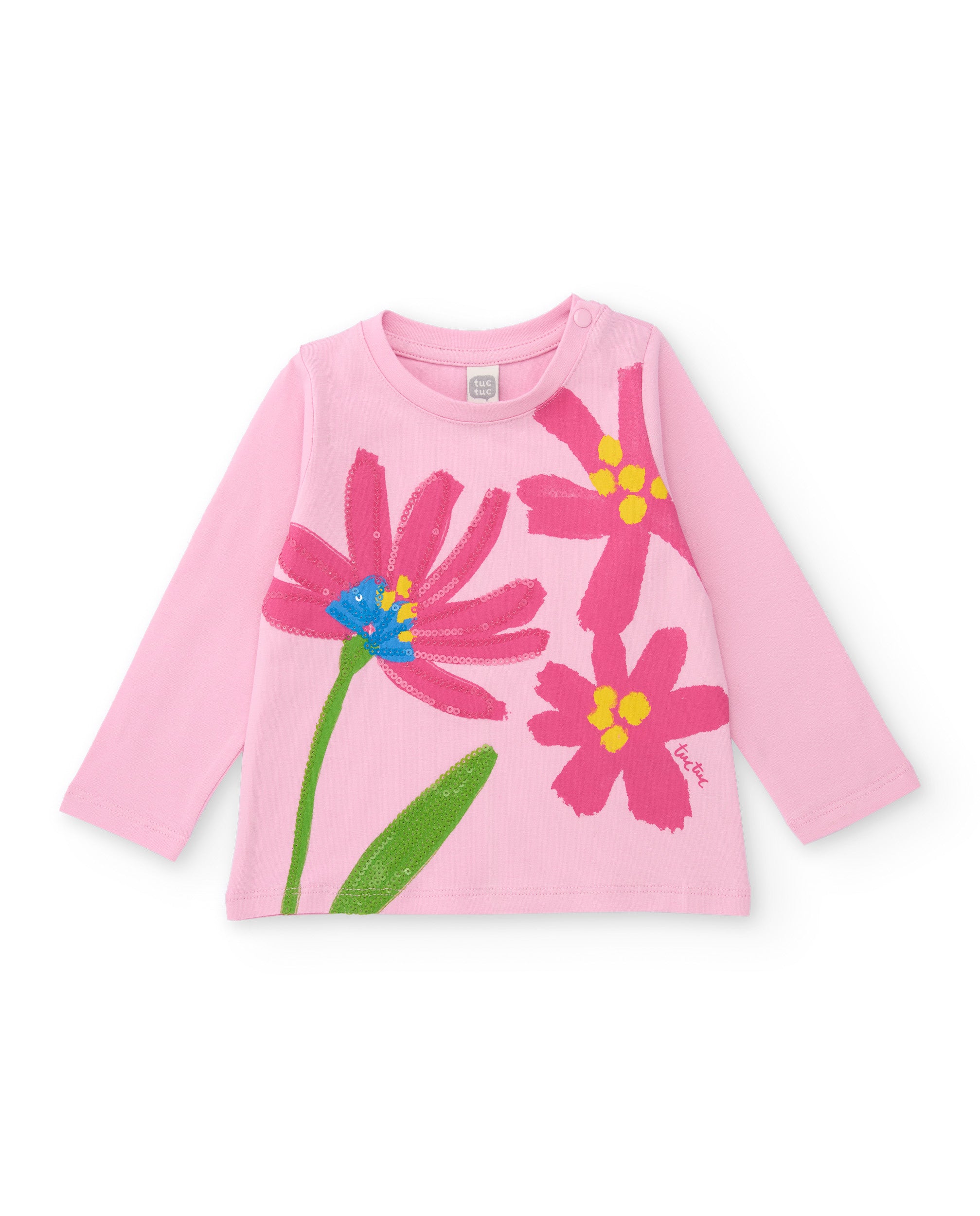 TucTuc Magliette T-shirt bambina rosa maglia fiori brillanti