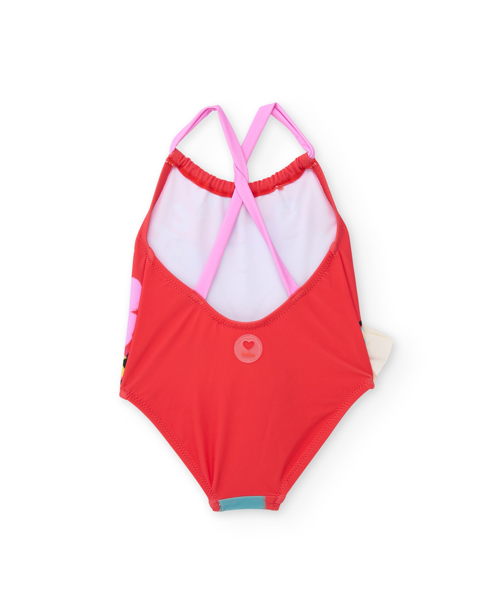 TucTuc Costumi Da Bagno costume bambina rosso doppia balza