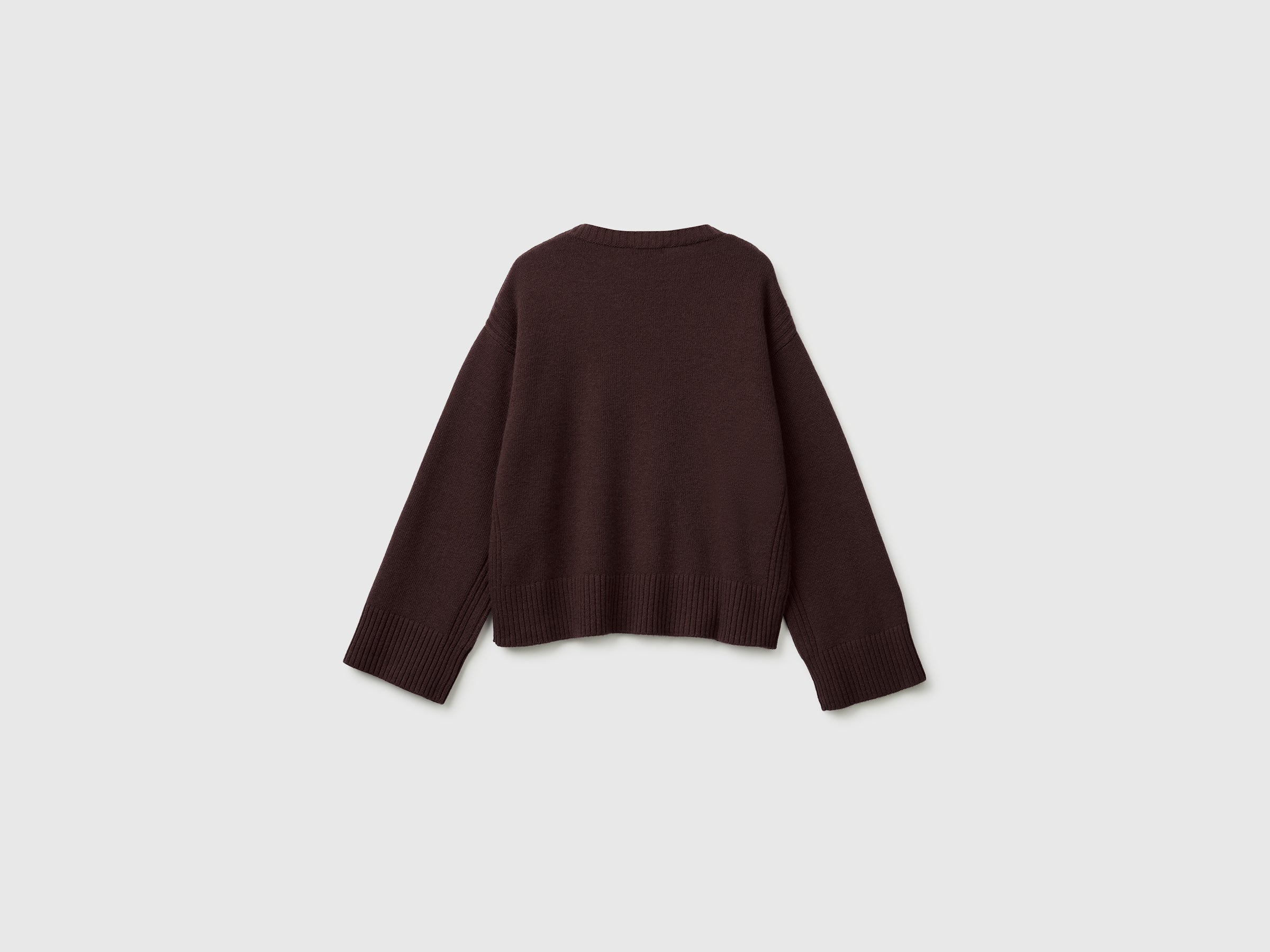 Benetton Maglione lana boxy fit girocollo coste