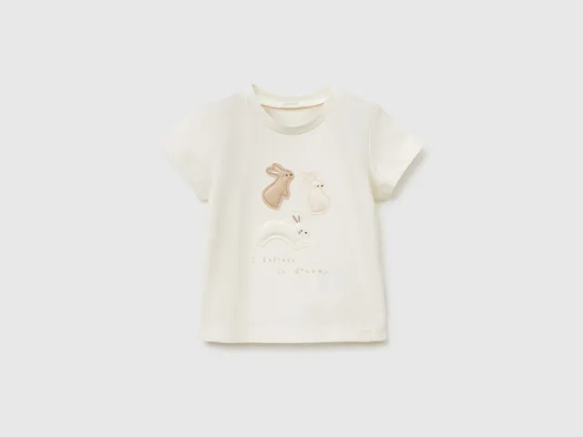 Benetton T-Shirts Maglietta Cotone Biologico Neonato Top