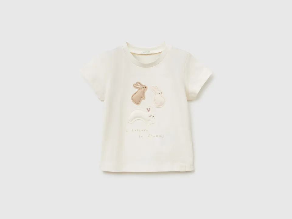 Benetton T-Shirts Maglietta Cotone Biologico Neonato Top