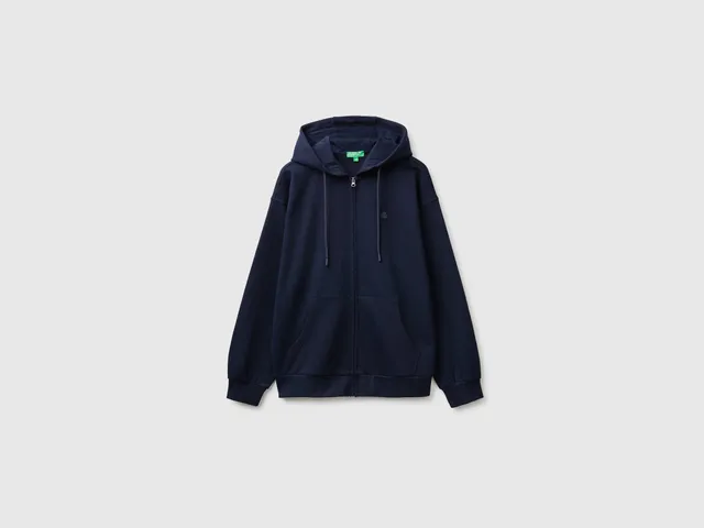 United Colors of Benetton Felpa Zip Cappuccio Cotone Bio Taglia M