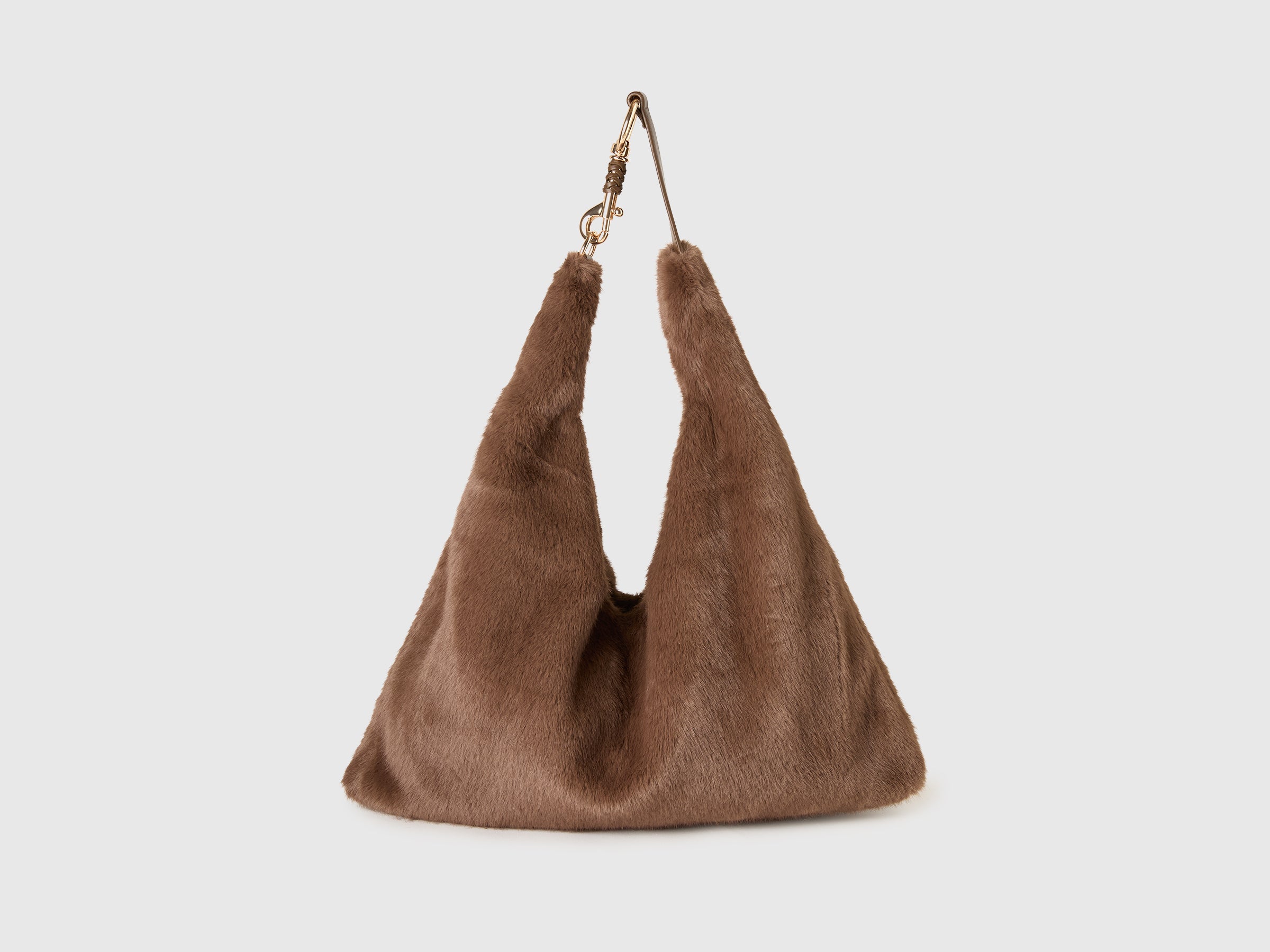 United Colors of Benetton Borsa Hobo Pelliccia Sintetica Zip